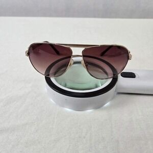 BCBG MAXAZRIA Aviator Sunglasses Gold Rhinestone Logo Brown Gradient B764‎ GLD